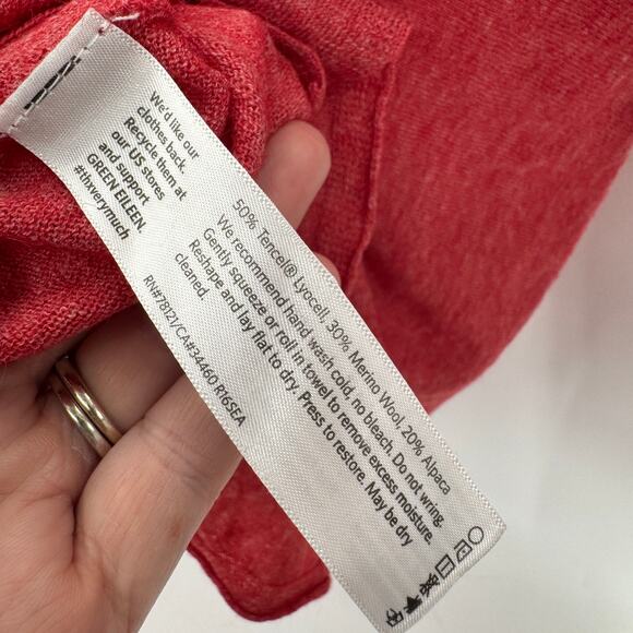 Eileen Fisher Sweater Womens XL Persimmon Red Tencel Alpaca Wool Blend Knit - Picture 5 of 6